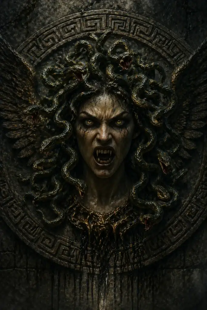 Medusa - Dämonen aus der Griechenland-Tradition, historisch-illustrativ
