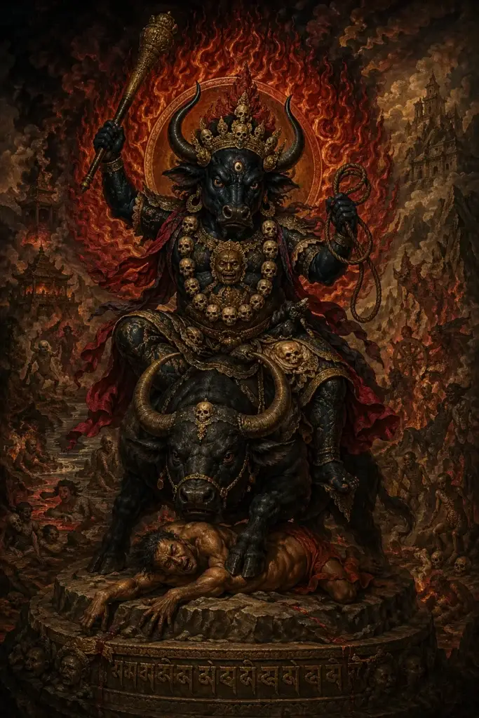 Yama Totenrichter - Götter aus der Buddhismus-Tradition, historisch-illustrativ