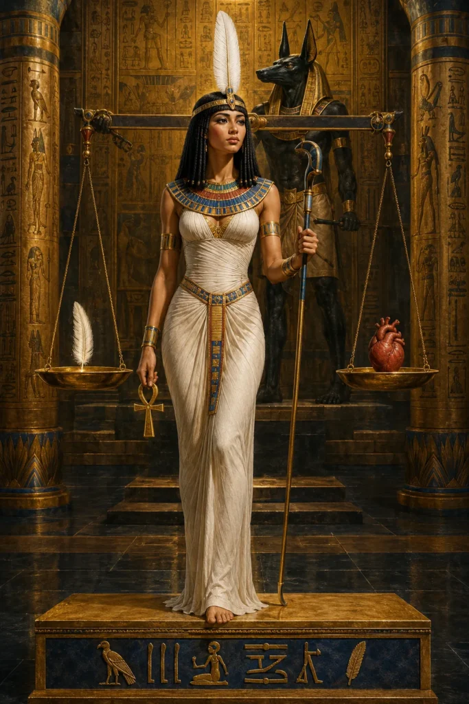 Maat - gods from the Egyptian tradition, historical illustration