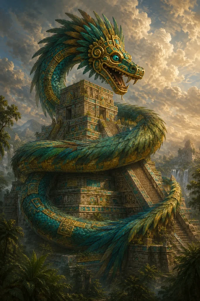 Quetzalcoatl - Götter aus der Mythologie-mesoamerika-Tradition, historisch-illustrativ