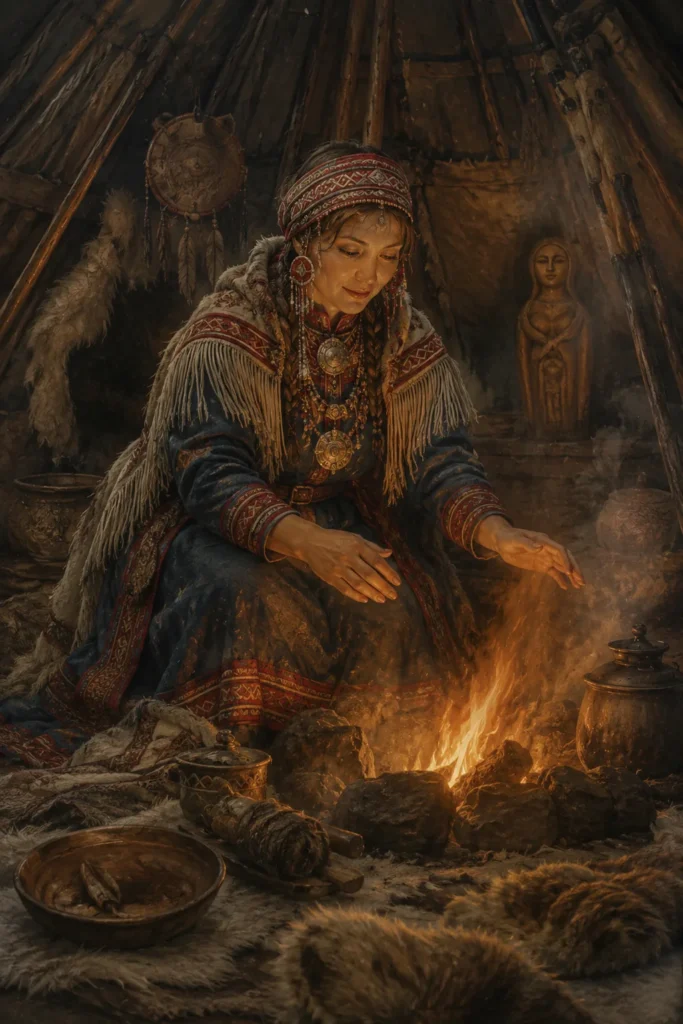Sara Akka - Gods from the Sámi tradition, historical illustration
