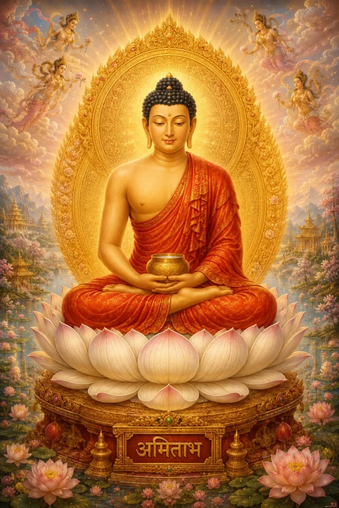 Buddhism Amitābha - light-flooded illustration of the light being