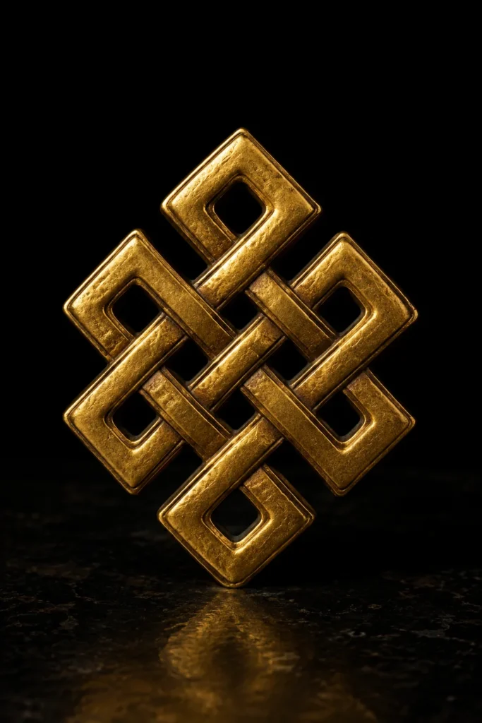 Endless knot: protective symbol, museum-style illustration