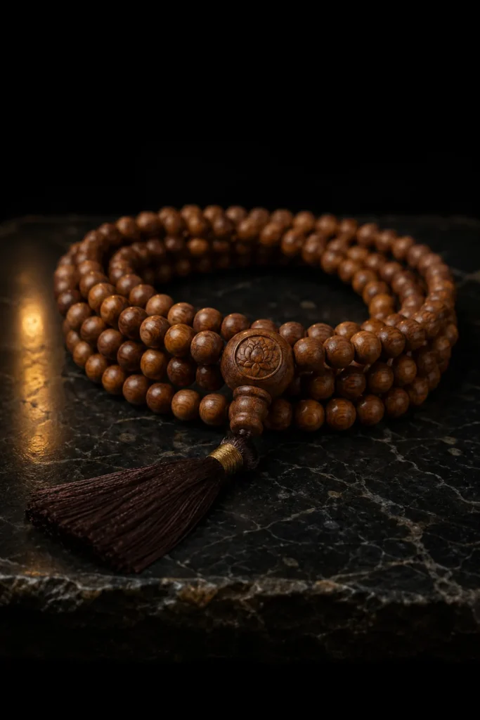 Mala, protective symbol, museum-style illustration