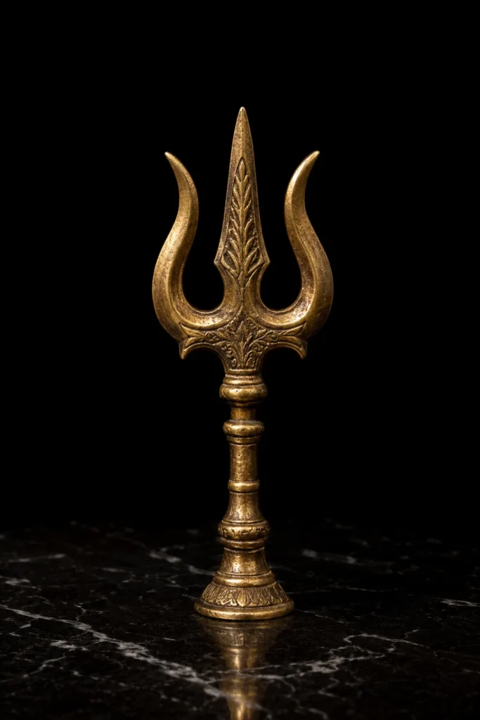 Trishula - protective symbol, museum-style illustration