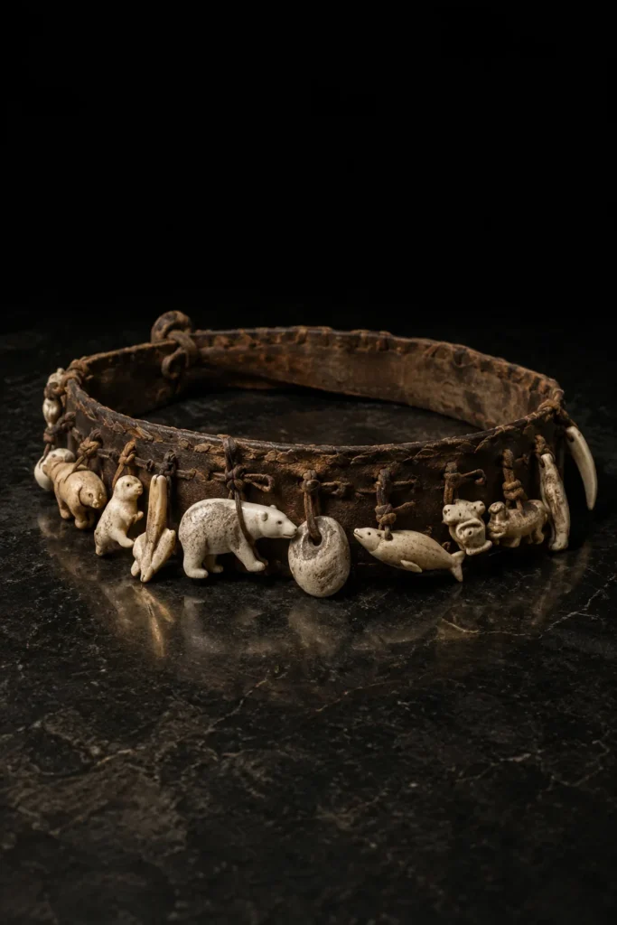 Amulet belt - protective symbol, museum-style illustration