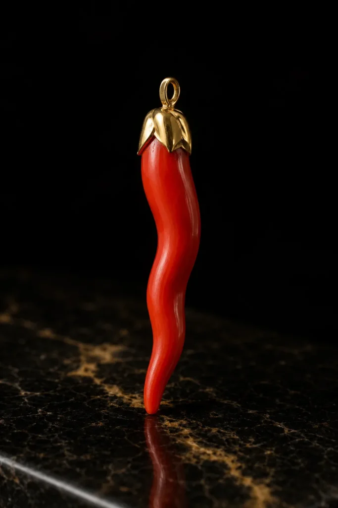 Cornicello - protective symbol, museum-style illustration