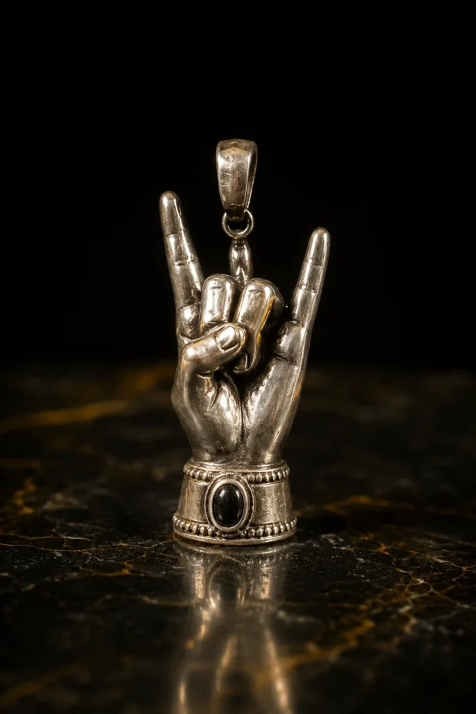 Mano Cornuta - protective symbol, museum-style illustration