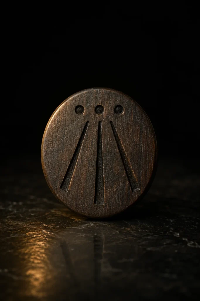 Awen - protective symbol, museum-style illustration