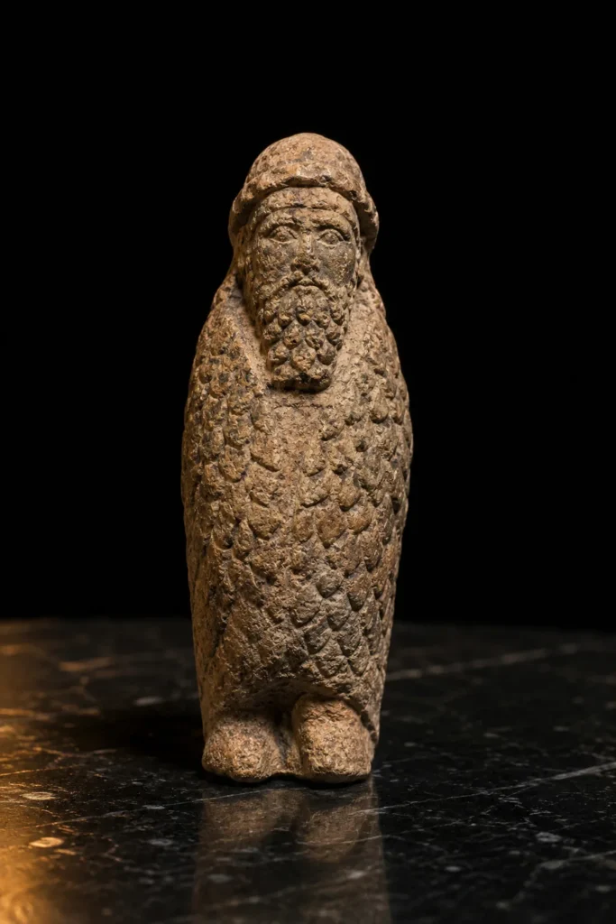 Apkallu - protective symbol, museum-style illustration