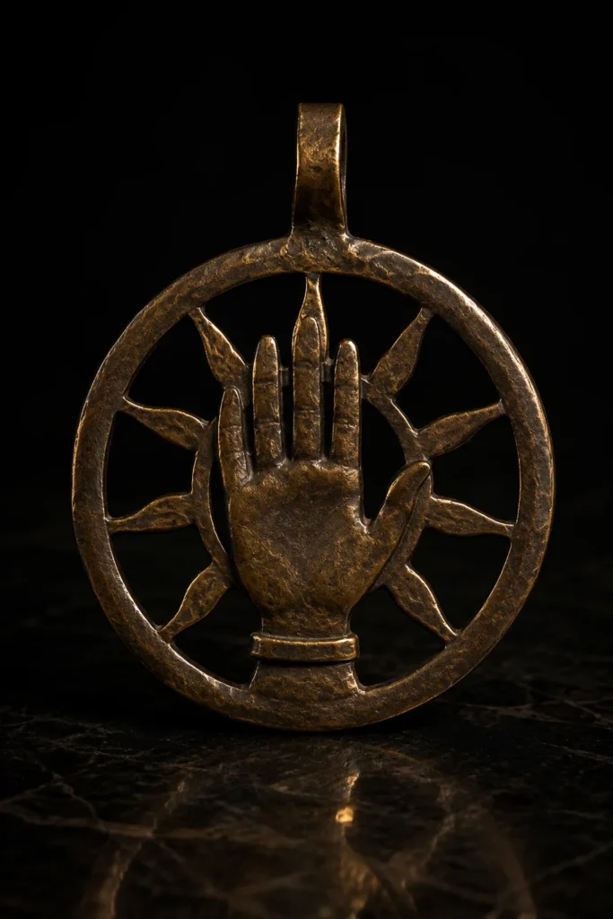 Hand of God, protective symbol, museum-style illustration