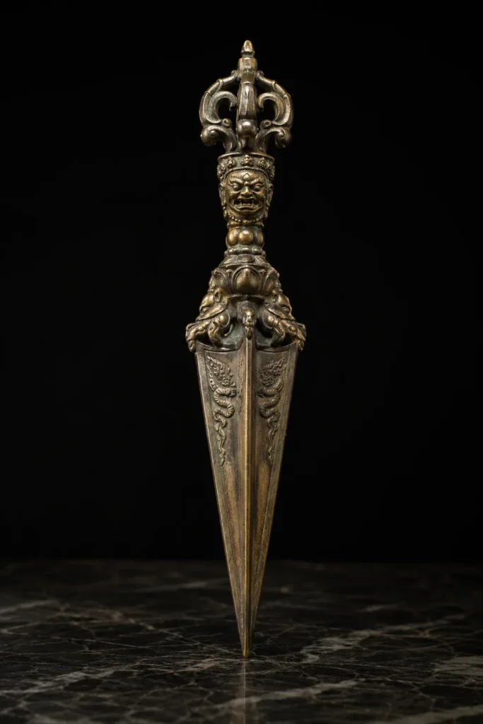 Phurba, protective symbol, museum-style illustration