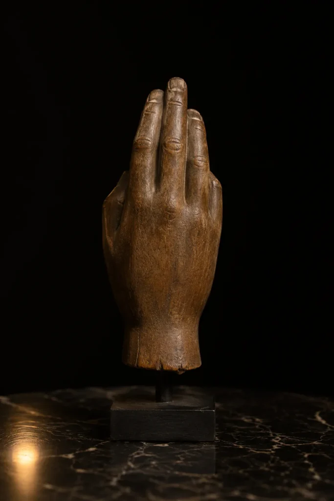 Protective gestures - protective symbol, museum-style illustration