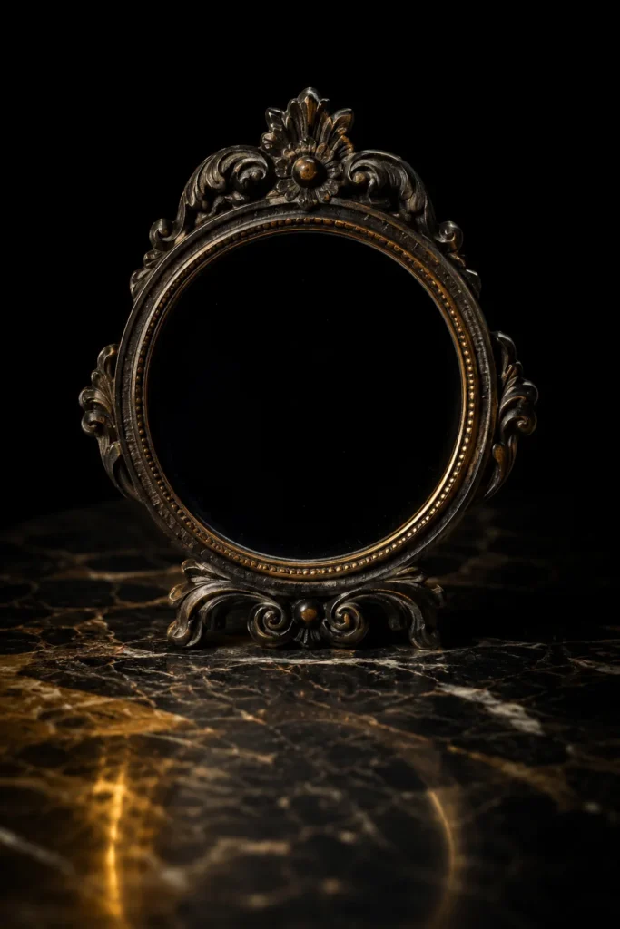 Mirror defense - protective symbol, museum-style illustration
