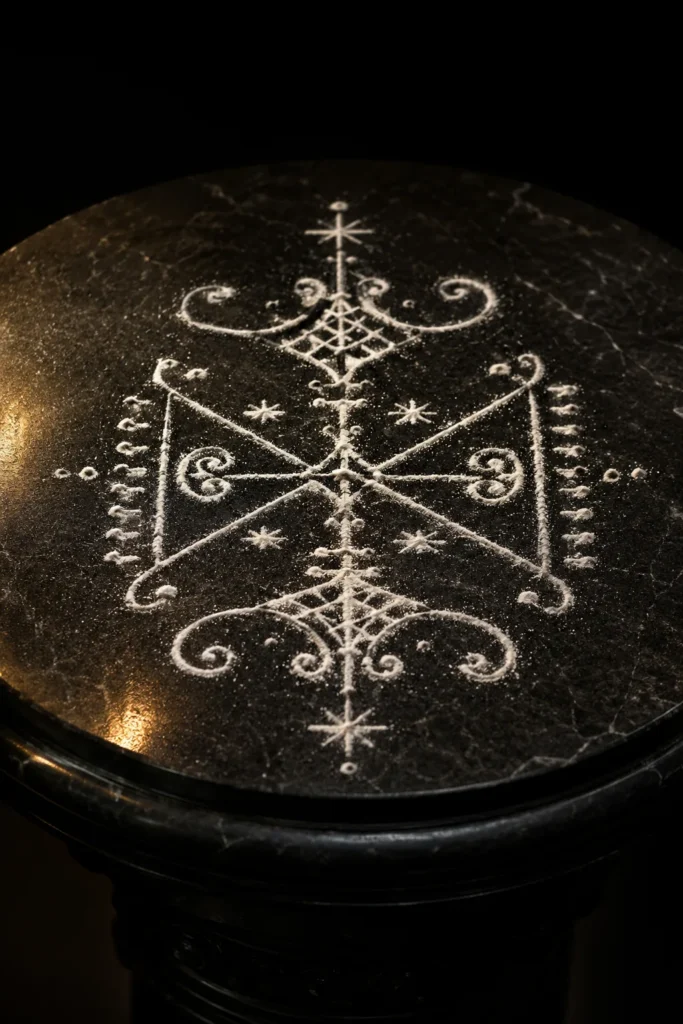 Veve - protective symbol, museum-style illustration